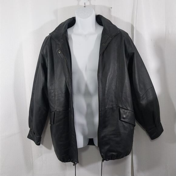 CROFT & BARROW! LUXE BLACK GENUINE LEATHER THERMAL LINED COAT, JACKET! SZ M - Picture 3 of 14